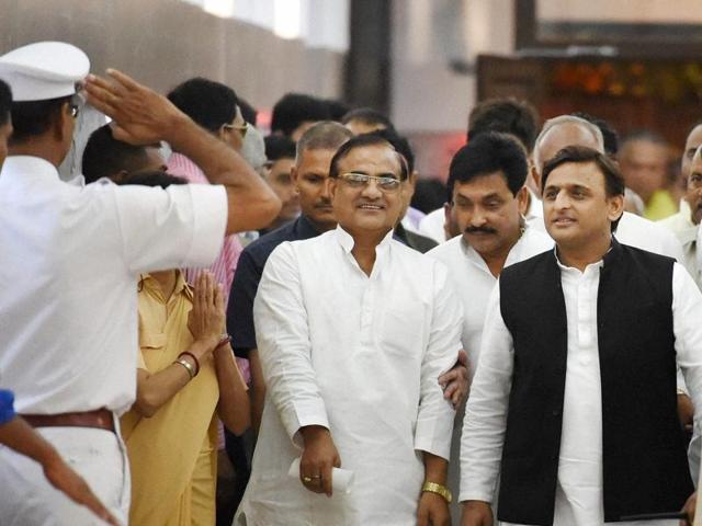 Lucknow: Uttar Pradesh Chief Minister Akhilesh Yadav arrives at the Assembly to attend last day of monsoon session of Vidhan Sabha in Lucknow on Thursday (PTI) Lucknow: Uttar Pradesh Chief Minister Akhilesh Yadav arrives at the Assembly to attend last day of monsoon session of Vidhan Sabha in Lucknow on Thursday (PTI)