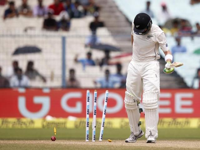 New Zealand's Martin Guptill is bowled on the second day of the second test match. (AP photo) New Zealand's Martin Guptill is bowled on the second day of the second test match. (AP photo)