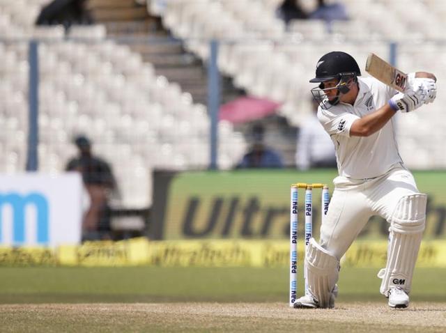Ross Taylor was unbeaten on 30 when it began to rain. (AP)