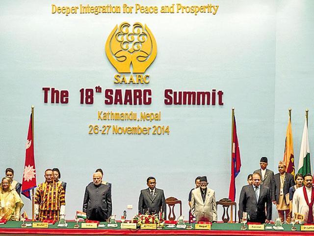 Heads of the member stated at 18th Saarc summit in Kathmandu in November 2014. (HT File Photo) Heads of the member stated at 18th Saarc summit in Kathmandu in November 2014. (HT File Photo)