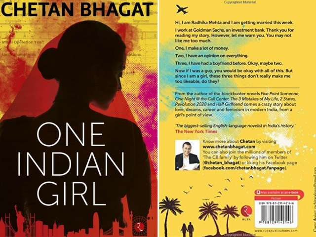 The new Chetan Bhagat novel has a female narrator but despite its bold variations, One Indian Girl largely sticks to the script(Picture courtesy: Twitter)