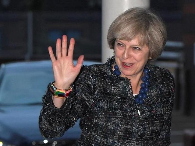 Britain's Prime Minister Theresa May arrives at a hotel close to the International Convention Centre in Birmingham, central England on Saturday on the eve of the start of the ruling Conservative party annual conference. (AFP) Britain's Prime Minister Theresa May arrives at a hotel close to the International Convention Centre in Birmingham, central England on Saturday on the eve of the start of the ruling Conservative party annual conference. (AFP)