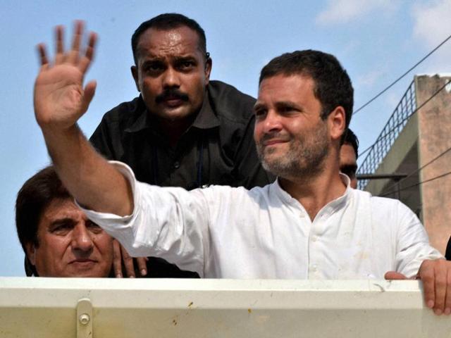 Congress vice-president Rahul Gandhi alleged on Saturday that the RSS and the BJP believed in dividing people.(PTI)