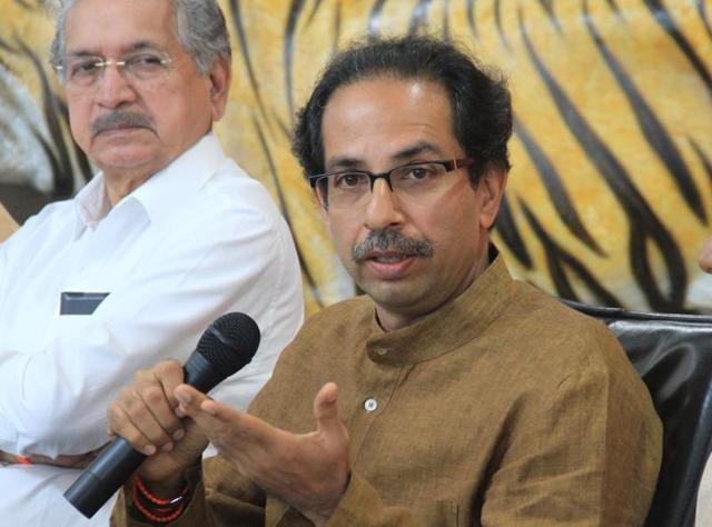 Shiv Sena chief Uddhav Thackeray addresses the media at Shiv Sena Bhavan, Dadar, on Saturday. (Bhushan Koyande) Shiv Sena chief Uddhav Thackeray addresses the media at Shiv Sena Bhavan, Dadar, on Saturday. (Bhushan Koyande)