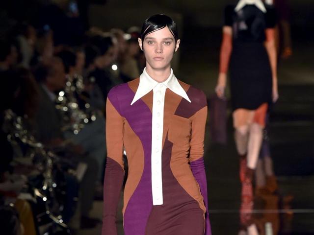 Givenchy was all about tight necks and slick hair. (AFP)