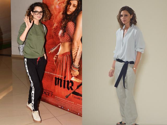 Kangana Ranaut and Victoria Beckham rocking their versions of laidback luxurywear. Kangana Ranaut and Victoria Beckham rocking their versions of laidback luxurywear.