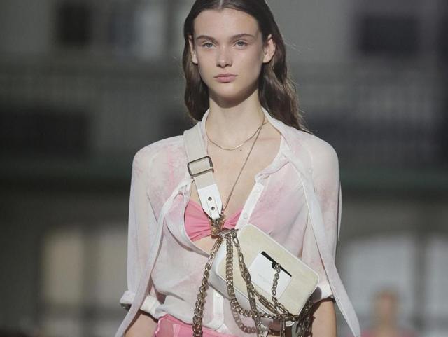 A model wears a creation for John Galliano's Spring-Summer 2017 ready-to-wear fashion collection. (PTI)