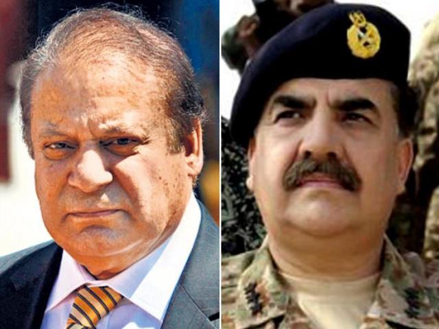 Pakistan PM Nawaz Sharif and the army chief General Raheel Sharif. Military dictators have ruled Pakistan for more than half its 70-year history, and the armed forces are widely seen as controlling the country’s foreign and defence policies. (AP file photo) Pakistan PM Nawaz Sharif and the army chief General Raheel Sharif. Military dictators have ruled Pakistan for more than half its 70-year history, and the armed forces are widely seen as controlling the country’s foreign and defence policies. (AP file photo)