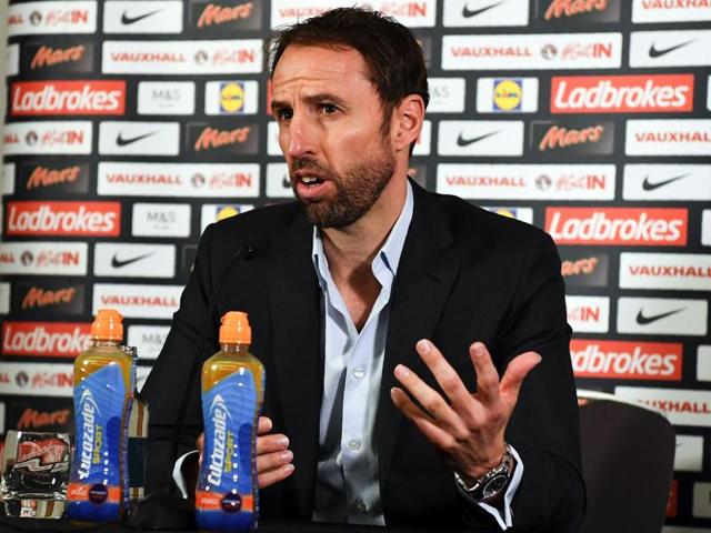 England caretaker manager Gareth Southgate gives a press conference at England's training facility. (AFP Photo) England caretaker manager Gareth Southgate gives a press conference at England's training facility. (AFP Photo)