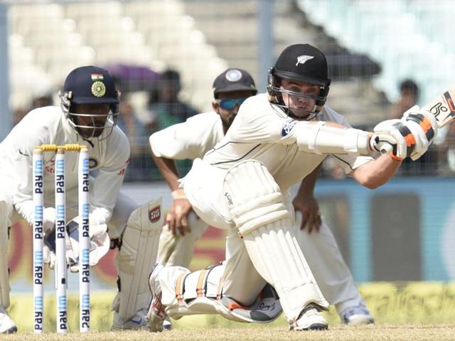 Tom Lathan of New Zealand in action. (Subhendu Ghosh/ht photo)