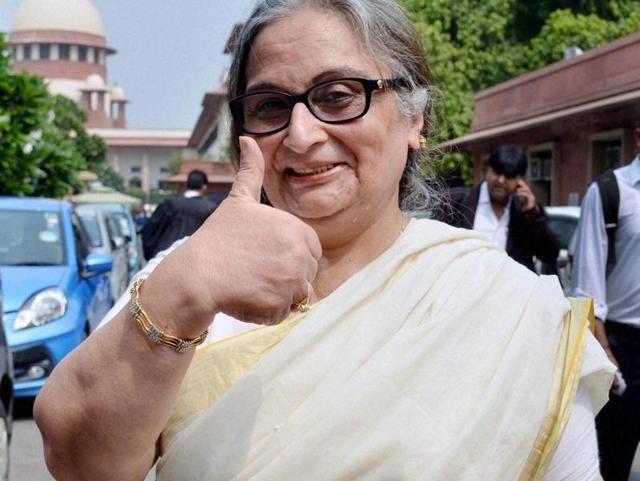 Nitish Katara’s mother, Neelam, after the Supreme Court verdict.(PTI) Nitish Katara’s mother, Neelam, after the Supreme Court verdict.(PTI)