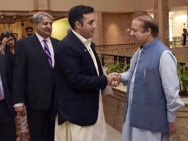 Pakistani Prime Minister Nawaz Sharif, right, receives Bilawal Bhutto Zardari, chairman of Pakistan People's party for a meeting in Islamabad. (AP) Pakistani Prime Minister Nawaz Sharif, right, receives Bilawal Bhutto Zardari, chairman of Pakistan People's party for a meeting in Islamabad. (AP)