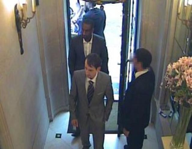 CCTV image released by the Metropolitan Police depicting two of the robbers entering Graff Diamonds. CCTV image released by the Metropolitan Police depicting two of the robbers entering Graff Diamonds.