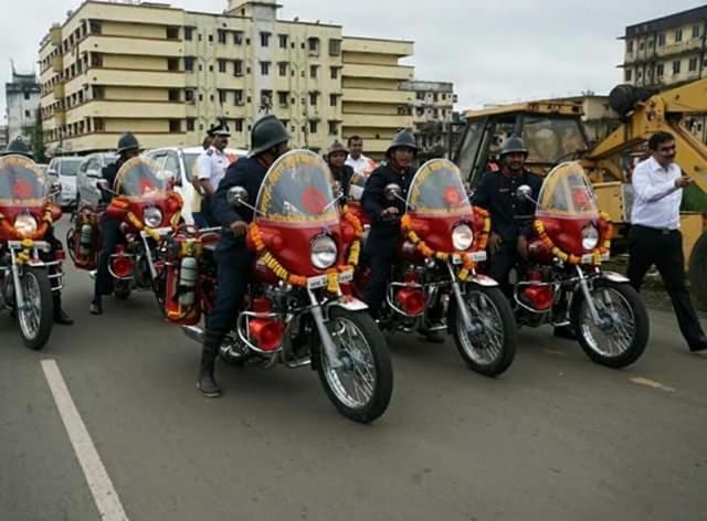 All the bikes are red, as it is the signature colour of the fire brigade, for easy identification. (HT photo) All the bikes are red, as it is the signature colour of the fire brigade, for easy identification. (HT photo)