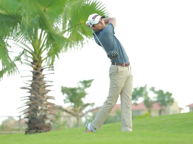 Ajeetesh Sandhu was two clear of the field at seven-under 65 on an incomplete opening day.(Agencies)
