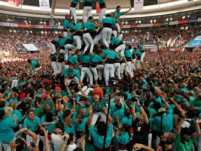 The highest castell ever formed in history was a 10-floor structure with 3 people making each floor. (Reuters)
