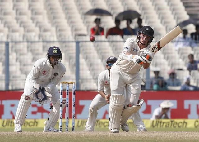 Latham used the bat as the first line of defence to counter the Indian spinners. (Reuters) Latham used the bat as the first line of defence to counter the Indian spinners. (Reuters)