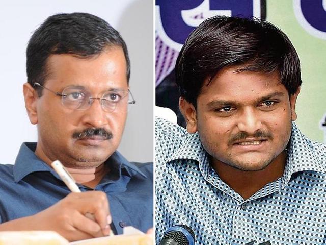 AAP national convener Arvind Kejriwal and Patidar agitation leader Hardik Patel found common ground in their criticism of Prime Minister Narendra Modi.(HT File Photo)