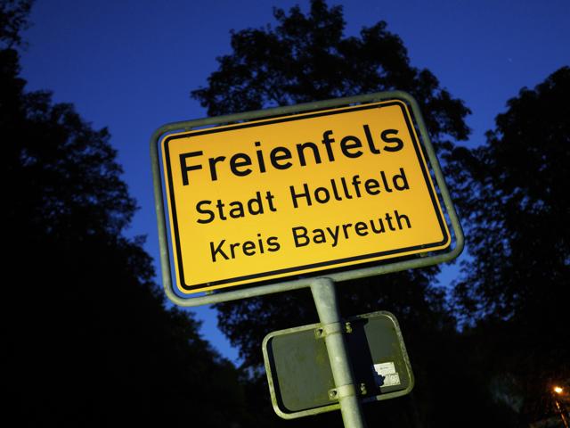 The town sign of Freienfels near Bayreuth, southern Germany, where a 43 years-old man was found living in isolation for decades. (AP) The town sign of Freienfels near Bayreuth, southern Germany, where a 43 years-old man was found living in isolation for decades. (AP)