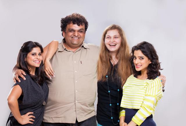 Actors Sai, Priya and director Sachin pose with their producer Vidhi Kasliwal.
