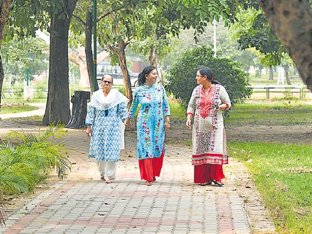 A park in Sector 10 that has won Malik some praise.(Ravi Kumar/HT Photo)