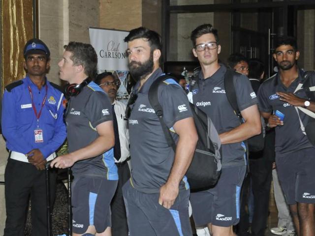 Team India coach Anil Kumble and batsman Rohit Sharma head towards their rooms.(Arun Mondhe/ HT)
