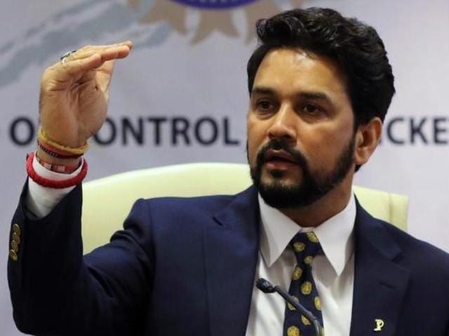 BCCI President Anurag Thakur along with BCCI secretary Ajay Shirke intracts with media. (PTI Photo) BCCI President Anurag Thakur along with BCCI secretary Ajay Shirke intracts with media. (PTI Photo)