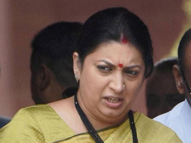 Union minister Smriti Irani after a cabinet meeting at South Block in New Delhi.(PTI File Photo) Union minister Smriti Irani after a cabinet meeting at South Block in New Delhi.(PTI File Photo)