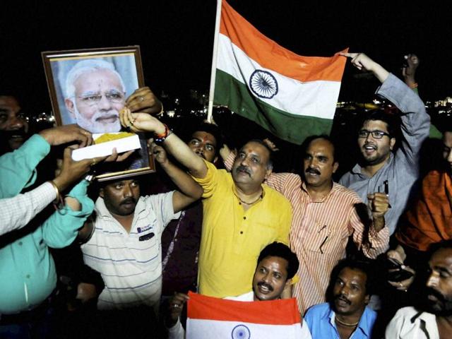 Celebrations after India conducted strikes along the Line of Control in Kashmir, in Ahmedabad, September 29, 2016 (AFP) Celebrations after India conducted strikes along the Line of Control in Kashmir, in Ahmedabad, September 29, 2016 (AFP)