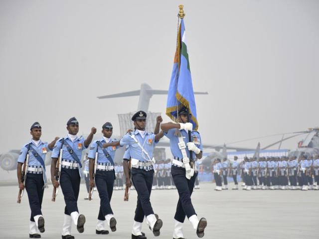 Air shows were also performed as part of the rehearsal.  (SAKIB ALI / HT PHOTO    ) 