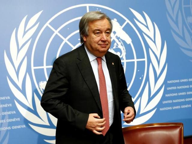 Antonio Guterres, United Nations high commissioner for refugees (UNHCR), arrives for a news conference at the United Nations in Geneva.(Reuters File Photo)