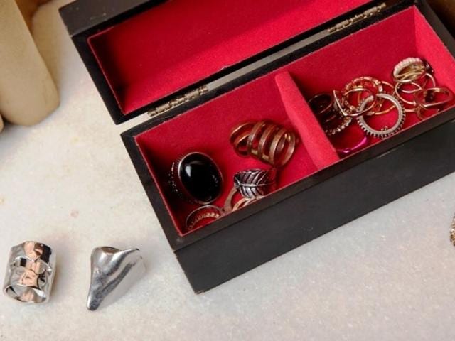 Junk jewellery and accessories Pooja Hegde’s collection. (Photo: Aalok Soni/HT)