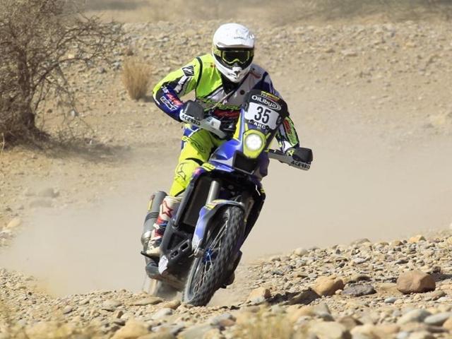 Aravind of Sherco-TVS Rally team, who consistently finished within the top-30 in all the legs, completed the rally in 26th position on Friday.(Photo: Sherco-TVS Rally)