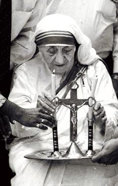 Mother Teresa leading a Mass at the Mother House. (Subhendu Ghosh)