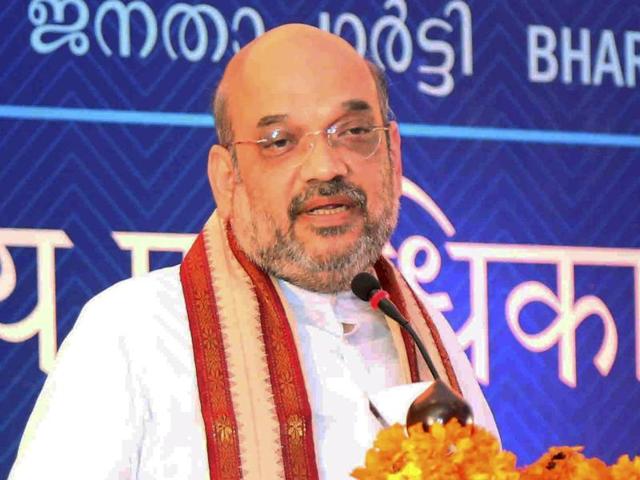 BJP president Amit Shah lambasted political leaders, particularly Rahul Gandhi and Delhi chief minister Arvind Kejriwal, for “playing politics” over the September 29 surgical strikes. (PTI Photo) BJP president Amit Shah lambasted political leaders, particularly Rahul Gandhi and Delhi chief minister Arvind Kejriwal, for “playing politics” over the September 29 surgical strikes. (PTI Photo)