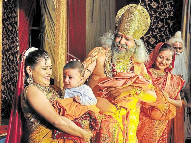 Artistes during a Ramlila in Sector 28, Chandigarh. (HT Photo) Artistes during a Ramlila in Sector 28, Chandigarh. (HT Photo)