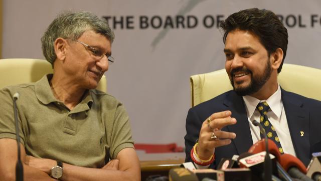 President Anurag Thakur, right, and secretary Ajay Shirke will likely be the first to go if the Supreme Court opts for sweeping reforms to the BCCI. (AFP) President Anurag Thakur, right, and secretary Ajay Shirke will likely be the first to go if the Supreme Court opts for sweeping reforms to the BCCI. (AFP)