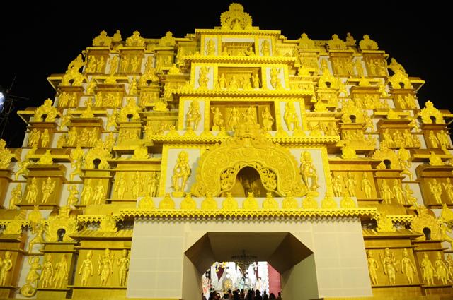 Like every year, the idol is decked up in pith (shola) artwork and has a pristine, imposing look at Bagbazar Sarbojanini. (Samir Jana/HT Photo ) Like every year, the idol is decked up in pith (shola) artwork and has a pristine, imposing look at Bagbazar Sarbojanini. (Samir Jana/HT Photo )