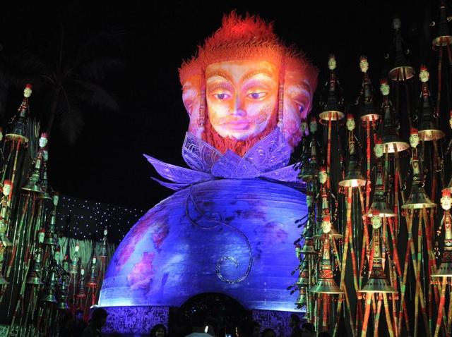 A look at the Barisha Club Durga Puja pandal in Kolkata on Wednesday. (Samir Jana/HT PHOTO) A look at the Barisha Club Durga Puja pandal in Kolkata on Wednesday. (Samir Jana/HT PHOTO)