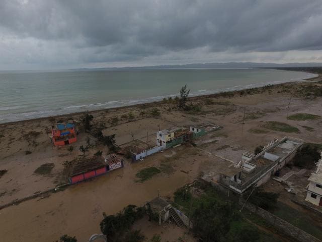 An ariel view shows damaged houses are after the passing of Hurricane Matthew in Sous Roche in Les Cayes, Southwest Haiti, on Thursday. (AFP) An ariel view shows damaged houses are after the passing of Hurricane Matthew in Sous Roche in Les Cayes, Southwest Haiti, on Thursday. (AFP)