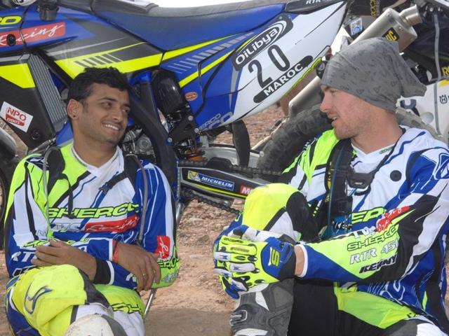 Aravind (left) was quick to thank his senior Sherco-TVS teammates as well as engineers after the rally. “They ensured my motorcycle didn’t face any major issues,” he added. “This rally was a fantastic learning ground and now Dakar is next.” (Sherco-TVS) Aravind (left) was quick to thank his senior Sherco-TVS teammates as well as engineers after the rally. “They ensured my motorcycle didn’t face any major issues,” he added. “This rally was a fantastic learning ground and now Dakar is next.” (Sherco-TVS)