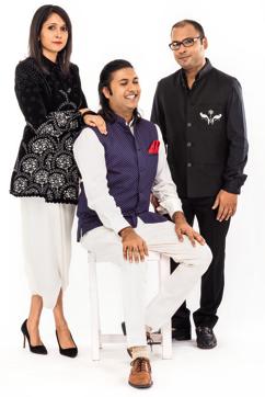 Designer couple Ankur and Priyanka Modi with her brother and business development director, Anirudh Birla (On Priyanka: AM:PM Couture jacket and dhoti pants, J Crew shoes and Bungalow 8 earrings; On Anirudh: AM:PM waistcoat, Rohit Bal shirt and breeches, AM:PM pocket square and Bally shoes; On Ankur: AM:PM waistcoat, Hugo Boss shirt and pants, Bvlgari glasses and Gucci shoes) (Reuben Singh) Designer couple Ankur and Priyanka Modi with her brother and business development director, Anirudh Birla (On Priyanka: AM:PM Couture jacket and dhoti pants, J Crew shoes and Bungalow 8 earrings; On Anirudh: AM:PM waistcoat, Rohit Bal shirt and breeches, AM:PM pocket square and Bally shoes; On Ankur: AM:PM waistcoat, Hugo Boss shirt and pants, Bvlgari glasses and Gucci shoes) (Reuben Singh)