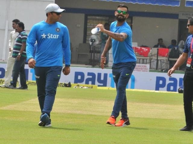 India and New Zealand teams practiced at Holkar Stadium in Indore on Friday.(Shankar Mourya/HT photo)