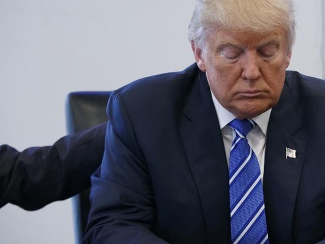 Republican presidential candidate Donald Trump at a town hall in Sandown, N.H, on October 6, 2016.(AP Photo)