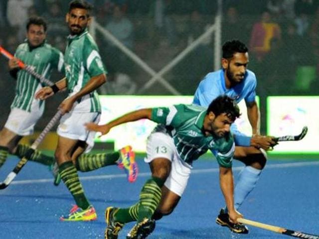 Relations between the hockey federations of India and Pakistan have not been cordial since the 2014 Champions Trophy when Pakistani players went overboard with their celebrations after winning the semi-final against India. (PTI) Relations between the hockey federations of India and Pakistan have not been cordial since the 2014 Champions Trophy when Pakistani players went overboard with their celebrations after winning the semi-final against India. (PTI)