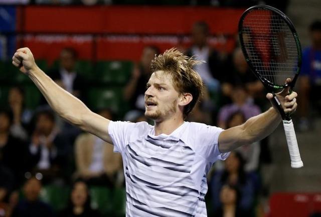 Goffin celebrates his win over Cilic. (Reuters) Goffin celebrates his win over Cilic. (Reuters)