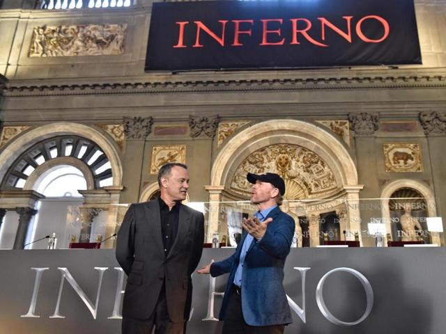US actor Tom Hanks, left, and director Ron Howard pose during the photocall for their latest movie Inferno at Florence's Palazzo Vecchio, Central Italy. (AP) US actor Tom Hanks, left, and director Ron Howard pose during the photocall for their latest movie Inferno at Florence's Palazzo Vecchio, Central Italy. (AP)