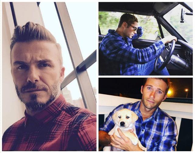 Flannel is in this winter. (Instagram/ David Beckham, Instagram/Zac Efron, Instagram/Scott Eastwood) Flannel is in this winter. (Instagram/ David Beckham, Instagram/Zac Efron, Instagram/Scott Eastwood)