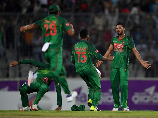 Captain Mashrafe Mortaza blasted 44 runs off 29 balls and then returned to marshal his bowlers intelligently while claiming 4-29 himself. (Getty Images) Captain Mashrafe Mortaza blasted 44 runs off 29 balls and then returned to marshal his bowlers intelligently while claiming 4-29 himself. (Getty Images)