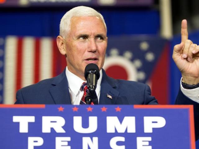 Republican vice presidential candidate, Indiana Gov. Mike Pence speaks during a campaign stop at the the Rossford Recreation Center in Rossford, Ohio. (AP Photo) Republican vice presidential candidate, Indiana Gov. Mike Pence speaks during a campaign stop at the the Rossford Recreation Center in Rossford, Ohio. (AP Photo)